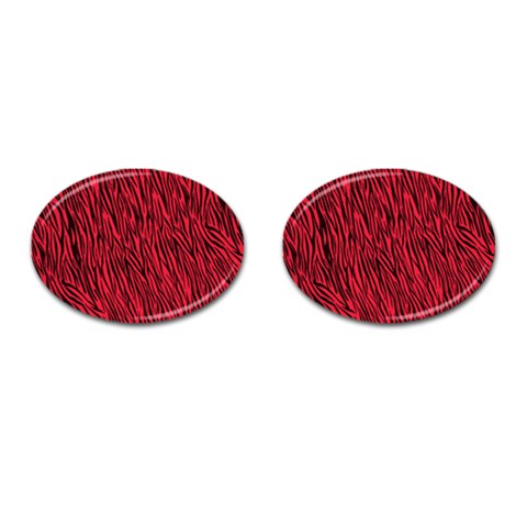 Red Zebra Stripes Cufflinks (Oval) from ArtsNow.com Front(Pair)