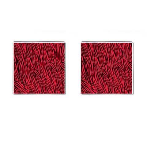 Red Zebra Stripes Cufflinks (Square) from ArtsNow.com Front(Pair)