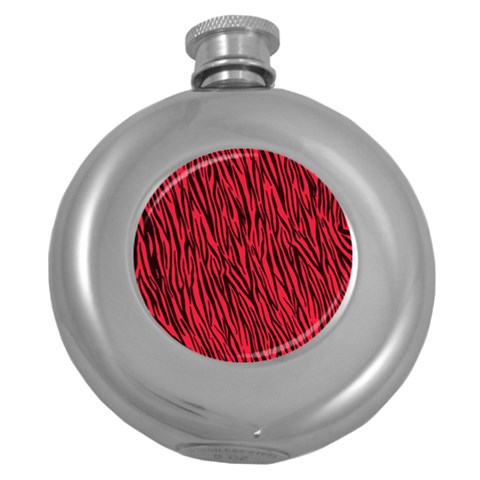 Red Zebra Stripes Hip Flask (5 oz) from ArtsNow.com Front