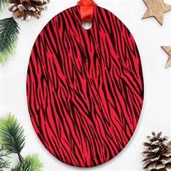 Red Zebra Stripes Oval Ornament (Two Sides) from ArtsNow.com Front