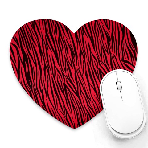 Red Zebra Stripes Heart Mousepad from ArtsNow.com Front