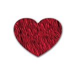 Red Zebra Stripes Rubber Coaster (Heart)