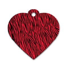 Red Zebra Stripes Dog Tag Heart (Two Sides) from ArtsNow.com Front