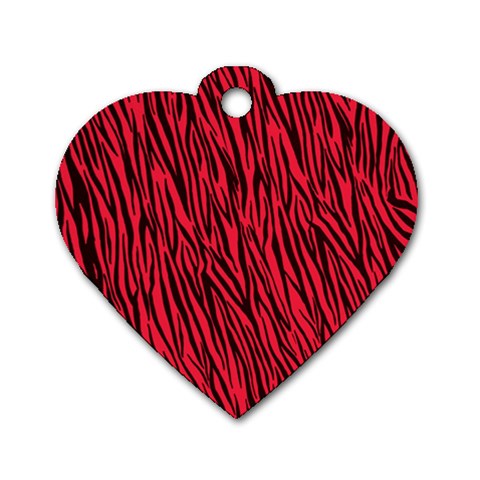 Red Zebra Stripes Dog Tag Heart (Two Sides) from ArtsNow.com Back