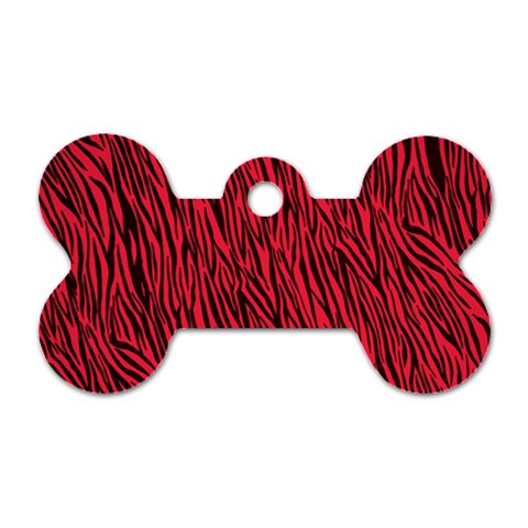 Red Zebra Stripes Dog Tag Bone (One Side) from ArtsNow.com Front