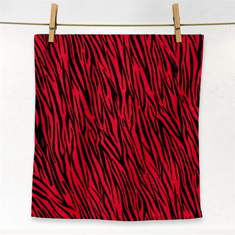 Red Zebra Stripes Face Towel from ArtsNow.com Front