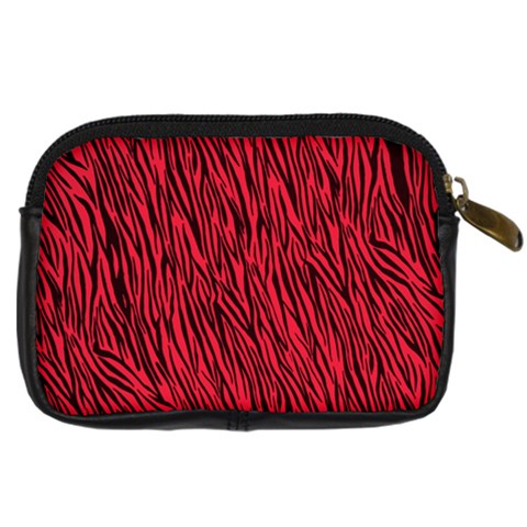 Red Zebra Stripes Digital Camera Leather Case from ArtsNow.com Back