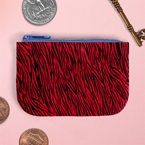 Red Zebra Stripes Mini Coin Purse from ArtsNow.com Front