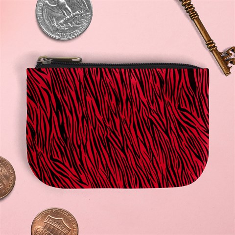 Red Zebra Stripes Mini Coin Purse from ArtsNow.com Front