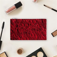 Red Zebra Stripes Cosmetic Bag (Small) from ArtsNow.com Front