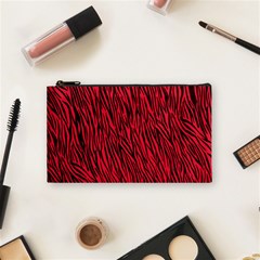 Red Zebra Stripes Cosmetic Bag (Small) from ArtsNow.com Front