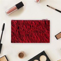 Red Zebra Stripes Cosmetic Bag (Small) from ArtsNow.com Back