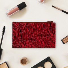 Red Zebra Stripes Cosmetic Bag (Small) from ArtsNow.com Back