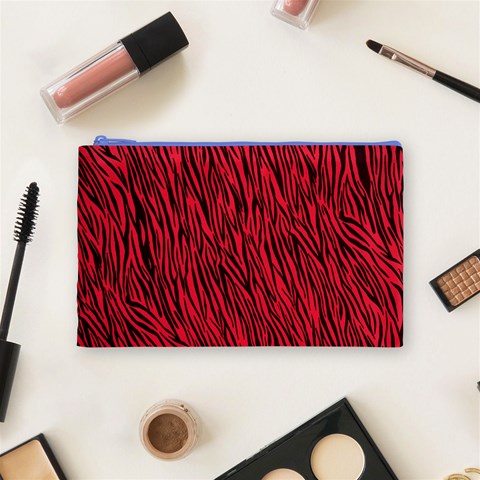 Red Zebra Stripes Cosmetic Bag (Medium) from ArtsNow.com Front