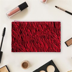 Red Zebra Stripes Cosmetic Bag (Medium) from ArtsNow.com Front