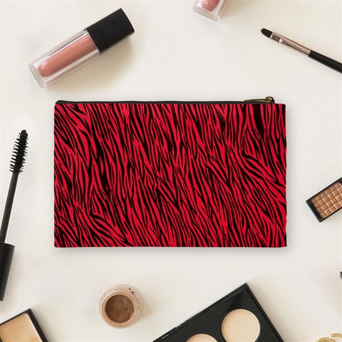 Red Zebra Stripes Cosmetic Bag (Medium) from ArtsNow.com Back