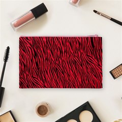 Red Zebra Stripes Cosmetic Bag (Medium) from ArtsNow.com Back