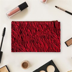 Red Zebra Stripes Cosmetic Bag (Medium) from ArtsNow.com Back