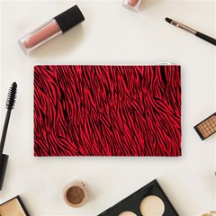 Red Zebra Stripes Cosmetic Bag (Medium) from ArtsNow.com Back