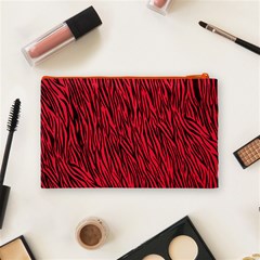 Red Zebra Stripes Cosmetic Bag (Medium) from ArtsNow.com Back