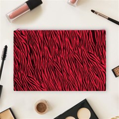 Red Zebra Stripes Cosmetic Bag (Large) from ArtsNow.com Front