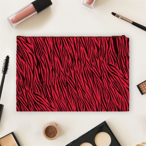 Red Zebra Stripes Cosmetic Bag (Large) from ArtsNow.com Back