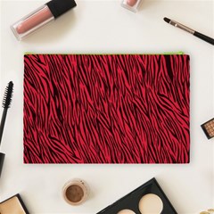 Red Zebra Stripes Cosmetic Bag (Large) from ArtsNow.com Back