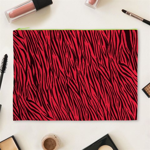 Red Zebra Stripes Cosmetic Bag (XL) from ArtsNow.com Front