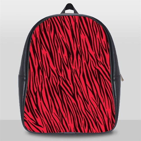 Red Zebra Stripes School Bag (Large) from ArtsNow.com Front