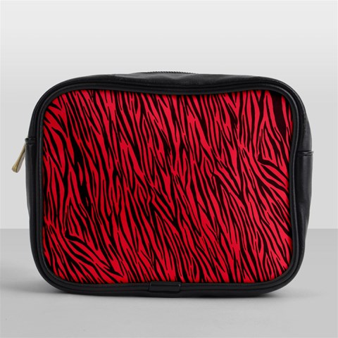 Red Zebra Stripes Mini Toiletries Bag (One Side) from ArtsNow.com Front