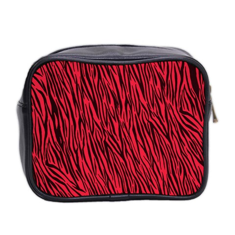 Red Zebra Stripes Mini Toiletries Bag (Two Sides) from ArtsNow.com Back