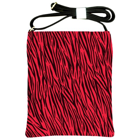 Red Zebra Stripes Shoulder Sling Bag from ArtsNow.com Front