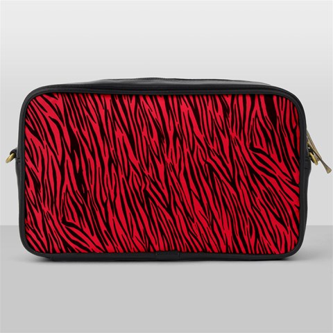 Red Zebra Stripes Toiletries Bag (One Side) from ArtsNow.com Front