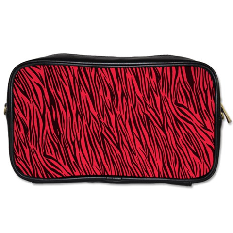 Red Zebra Stripes Toiletries Bag (Two Sides) from ArtsNow.com Front