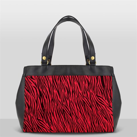 Red Zebra Stripes Oversize Office Handbag (2 Sides) from ArtsNow.com Front