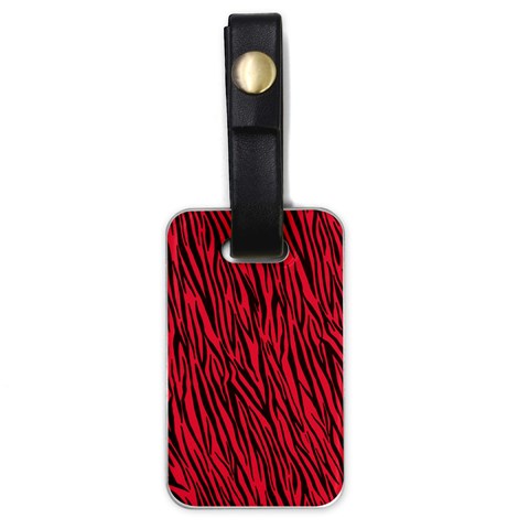 Red Zebra Stripes Luggage Tag (one side) from ArtsNow.com Front