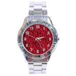 Red Zebra Stripes Stainless Steel Analogue Watch