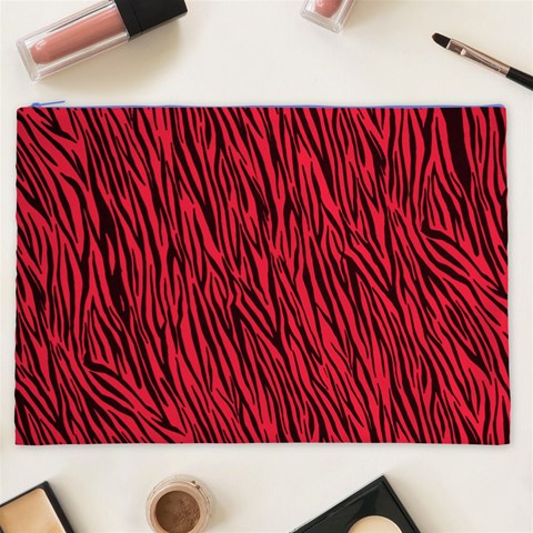 Red Zebra Stripes Cosmetic Bag (XXL) from ArtsNow.com Front