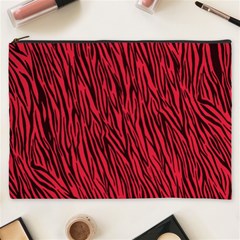 Red Zebra Stripes Cosmetic Bag (XXXL) from ArtsNow.com Front