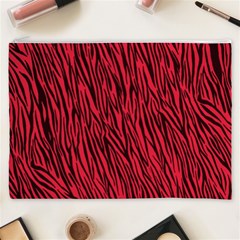 Red Zebra Stripes Cosmetic Bag (XXXL) from ArtsNow.com Front