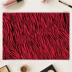 Red Zebra Stripes Cosmetic Bag (XXXL) from ArtsNow.com Back