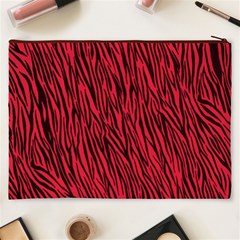 Red Zebra Stripes Cosmetic Bag (XXXL) from ArtsNow.com Back