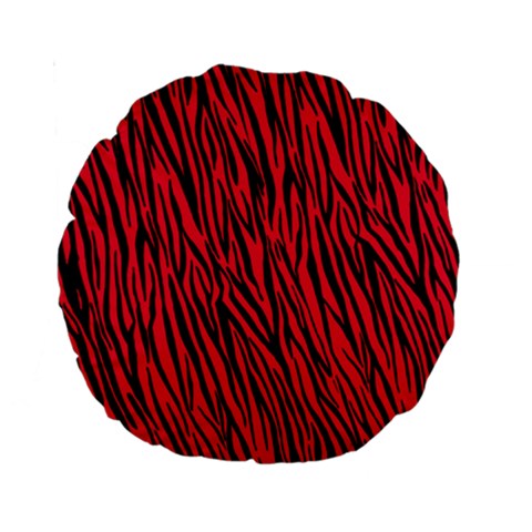 Red Zebra Stripes Standard 15  Premium Round Cushion  from ArtsNow.com Back