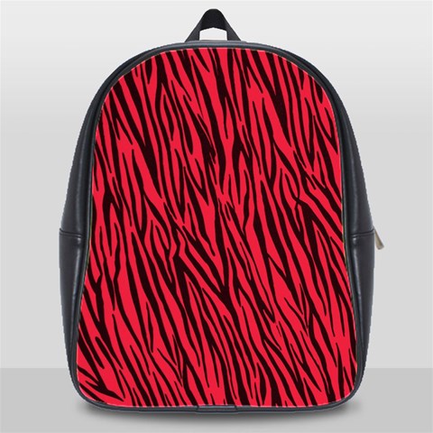 Red Zebra Stripes School Bag (XL) from ArtsNow.com Front