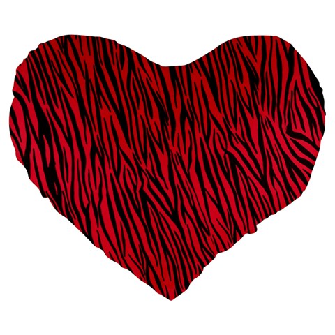 Red Zebra Stripes Large 19  Premium Heart Shape Cushion from ArtsNow.com Front