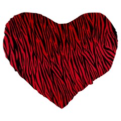 Red Zebra Stripes Large 19  Premium Heart Shape Cushion from ArtsNow.com Front