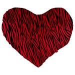 Red Zebra Stripes Large 19  Premium Heart Shape Cushion