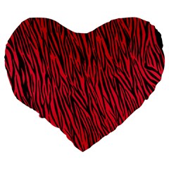 Red Zebra Stripes Large 19  Premium Heart Shape Cushion from ArtsNow.com Back