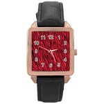 Red Zebra Stripes Rose Gold Leather Watch 