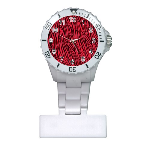 Red Zebra Stripes Plastic Nurses Watch from ArtsNow.com Front